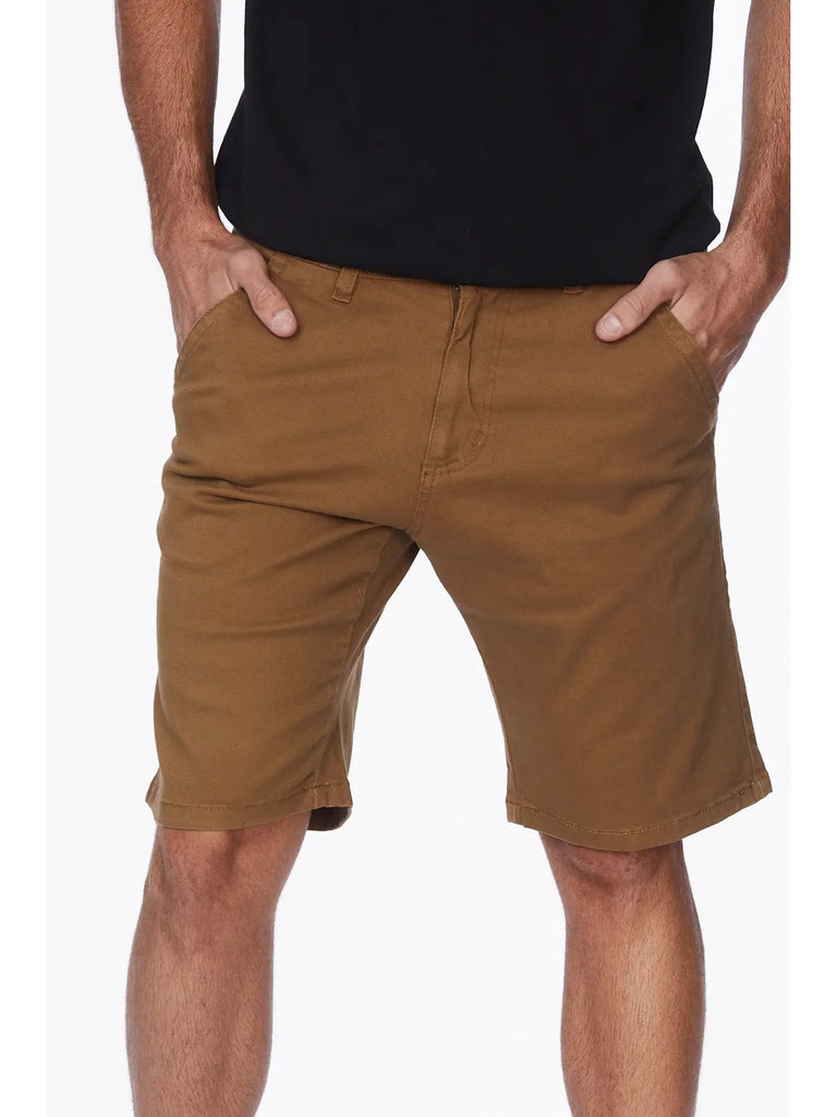 Men's Twill Stretch 4 Pocket Chino Shorts in Tobacco