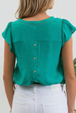 Tulip Sleeve Back Button Blouse