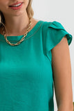 Tulip Sleeve Back Button Blouse