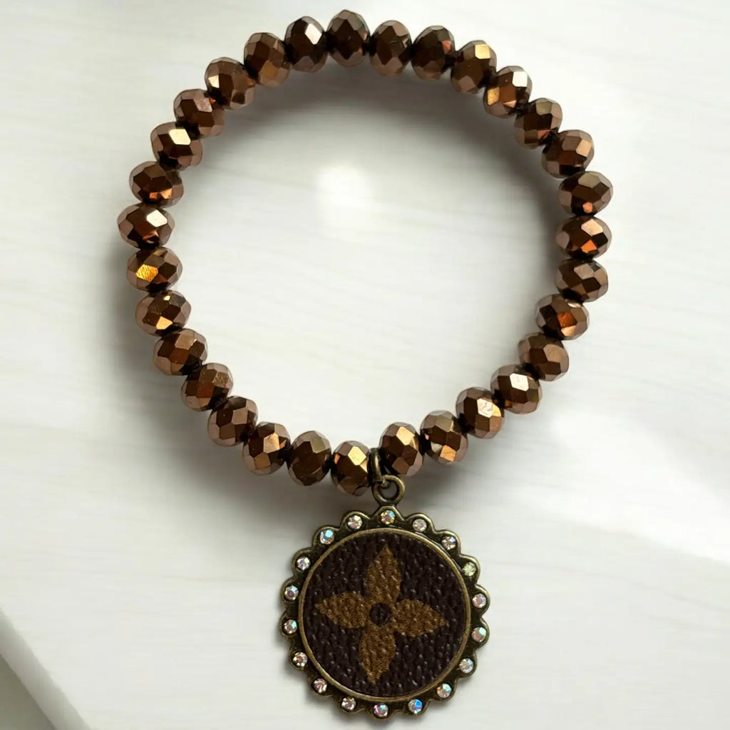 Upcycled LV Copper Beaded Bracelet
