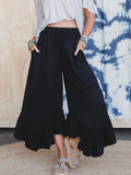 Serene Flow Ruffled Pants - Black