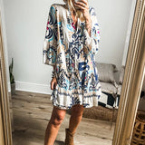 White Printed Bracelet Sleeve Mini Dress