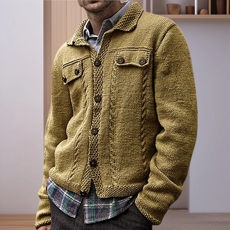 Men's Casual Long Sleeve Knit Cardigan Sweater