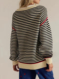Striped Crewneck Knit Sweater | Loose Fit Pullover