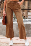 Cropped High Rise Wide Leg Denim