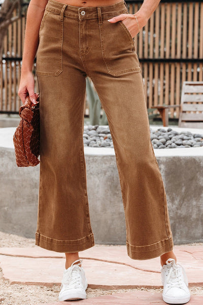 Cropped High Rise Wide Leg Denim