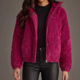 Cranberry Corduroy Puffer Jacket