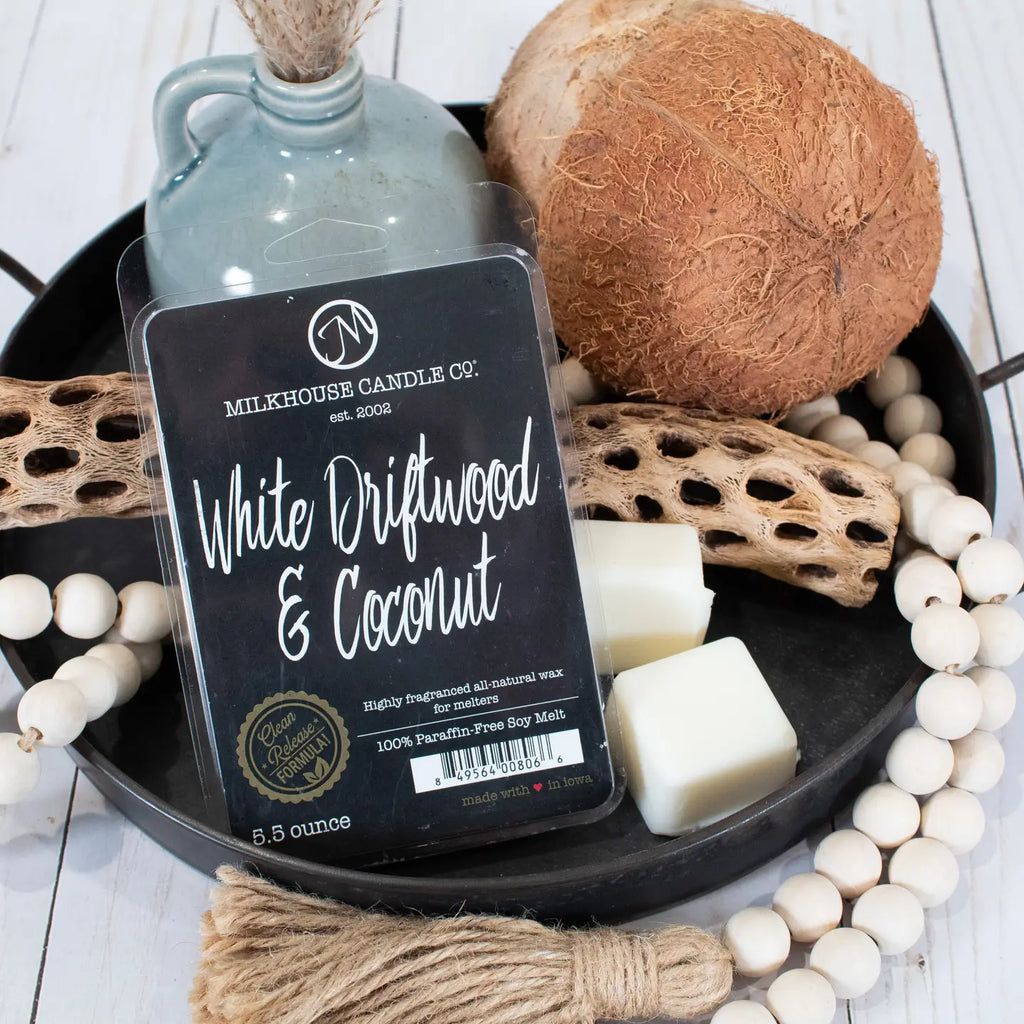 Milkhouse 5.5 oz Wax Melts: White Driftwood & Coconut