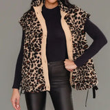 Tan & Brown Leopard Fleece Vest