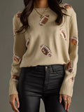 Tan Sequin Football Sweater