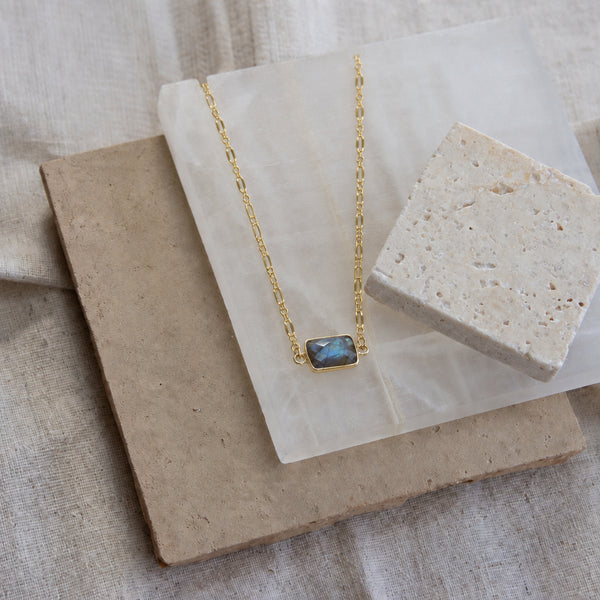 Lotus "Cala" Necklace 14K Gold-Filled- Labradorite
