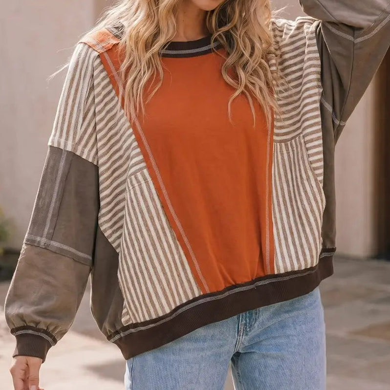 Relaxed oversized Color Block Pullover