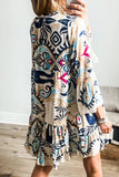 White Printed Bracelet Sleeve Mini Dress