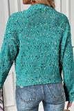 Aruba Blue Rhinestone Decor Multicolor Confetti Sweater Cardigan