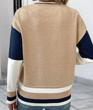 Colorblock Crew Neck Knit Sweater