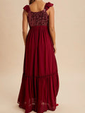 Contrast Sequin Maxi Dress in Merlot
