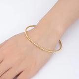 Gold Stainless Steel Twisted Rope Round Bangle Bracelet