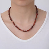 18K Gold Filled Red Carnelian Oval Bead 15.5 Inch Necklace