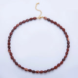 18K Gold Filled Red Carnelian Oval Bead 15.5 Inch Necklace