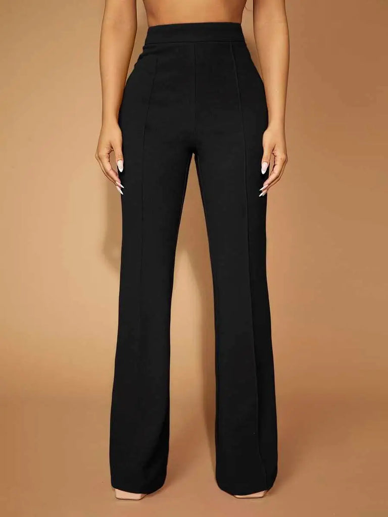 High Waist Straight Leg Black Pant