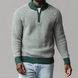 Men's Organic Half Zip Pullover Green/Beige
