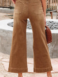 Cropped High Rise Wide Leg Denim