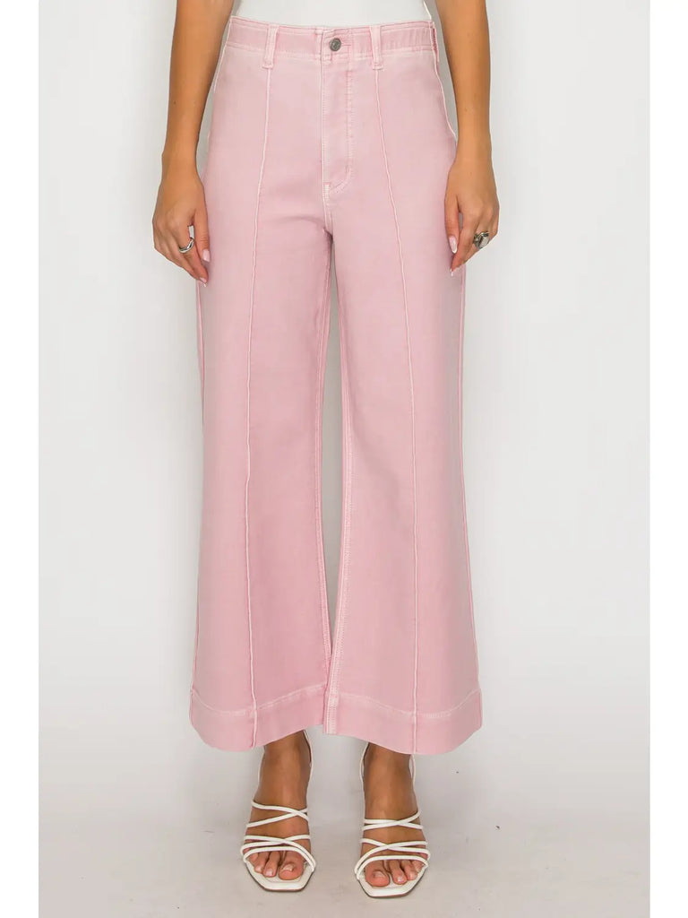 Artemis Tummy Control Ultra High Rise Crop Wide Jeans (Pink)