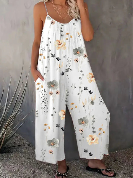 Casual Floral Print Jumpsuit