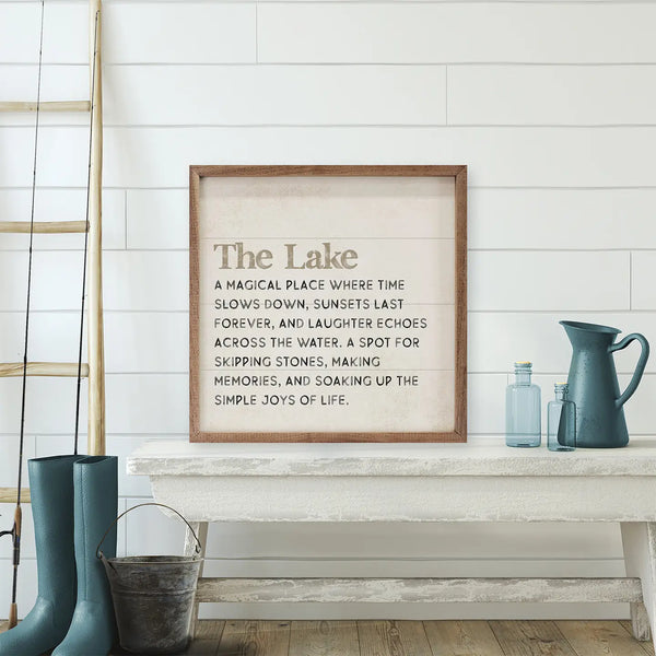 "The Lake" Definition 8x8 inch sign