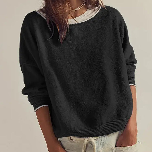 Colorblock Crewneck Knit Sweater