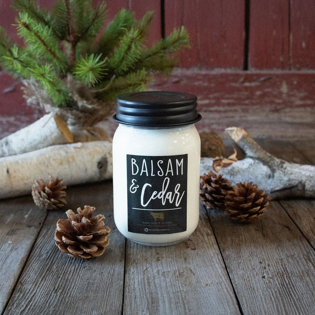 Milkhouse 13oz Mason Jar Candle "Balsam & Cedar"