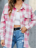 Pink plaid button down shirt