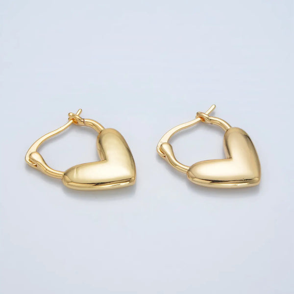 24K Gold Filled Minimal Heart Latch Hoop Earring
