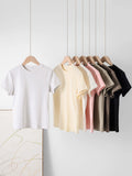 Fitted Cotton Blend Crewneck Tee