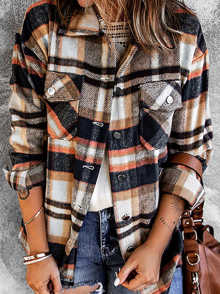 Plaid "Shacket" in neutral colors