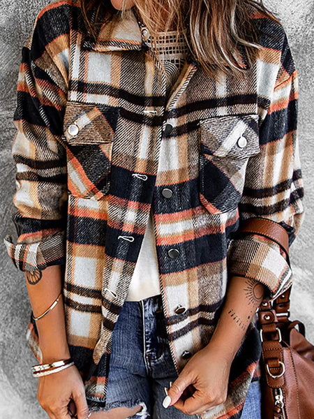 Plaid "Shacket" in neutral colors