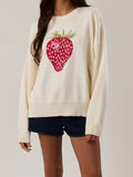Long Sleeve Crew Neck Strawberry Sweater