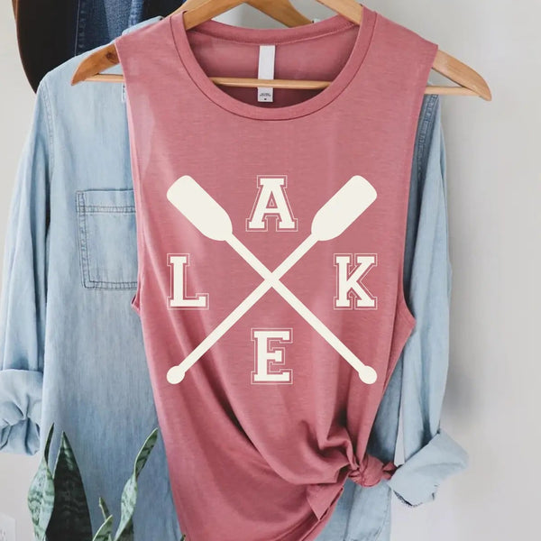 Lake Paddle Graphic Tank (Mauve)