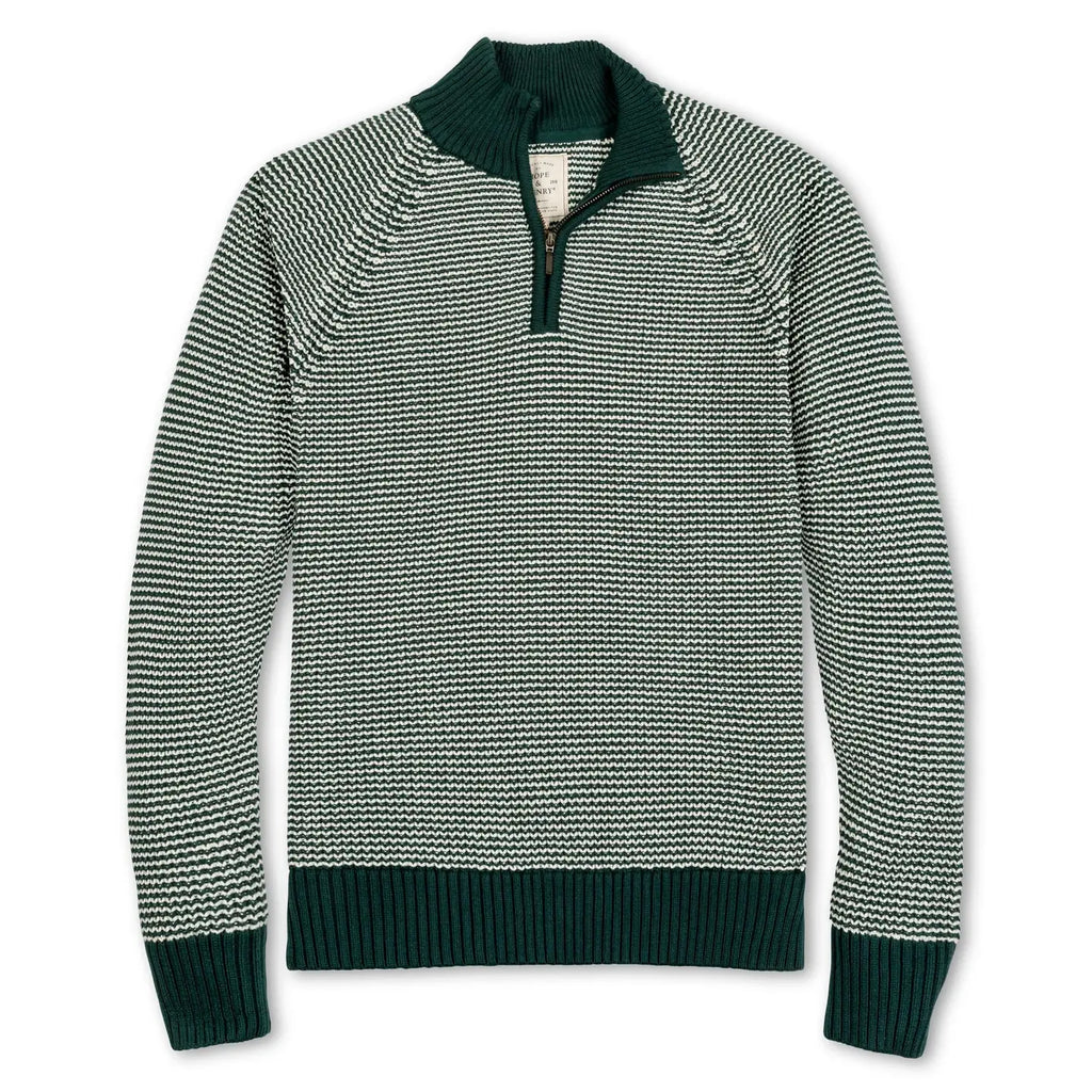 Men's Organic Half Zip Pullover Green/Beige