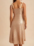 Flare Sequin Dress in Champagne