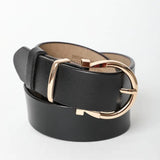Chic Horseshoe Gold Buckle Belt (Black or Brown)
