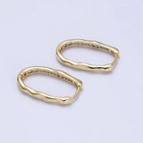 14K Gold Filled Oblong Hammered Hoop Earrings