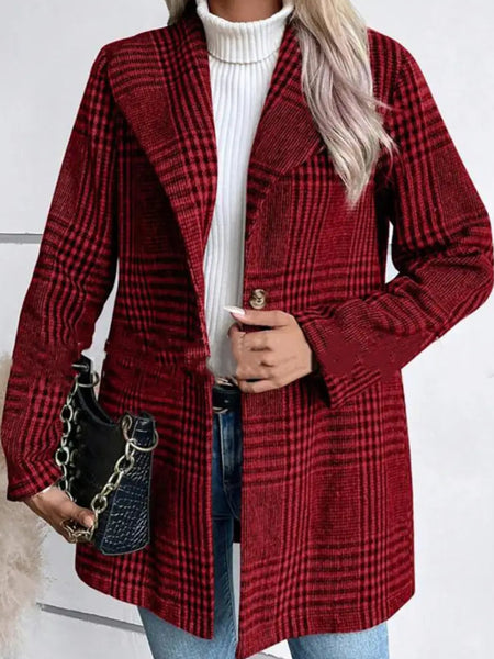 Lapel Wool Plaid Blazer