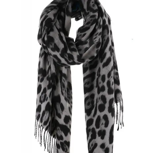Black/Gray Leopard Scarf