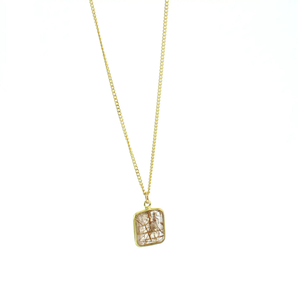 Lotus Gold "Reverie" Necklace with Rutilated Quartz