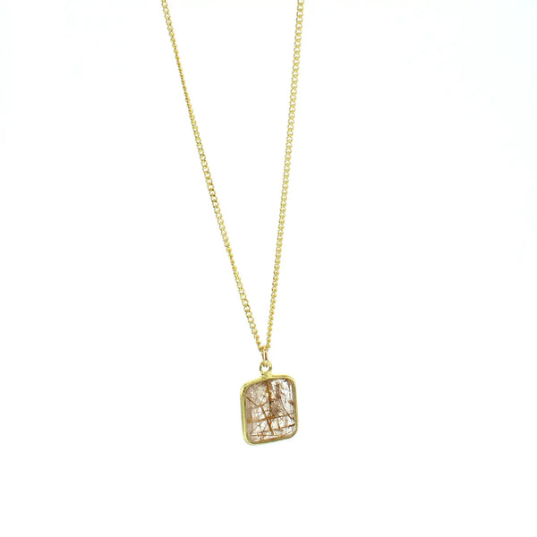 Lotus Gold "Reverie" Necklace with Rutilated Quartz