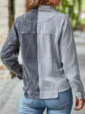 Distressed Two Tone Denim Corduroy Studded Jacket