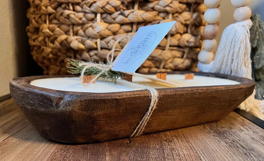 Rush River 6x12 Oblong Wood Bowl Candle