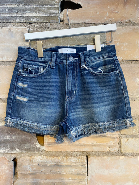 KanCan High Rise Fray Hem Shorts