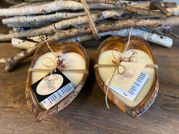 Rush River Heart Wood Bowl Candle